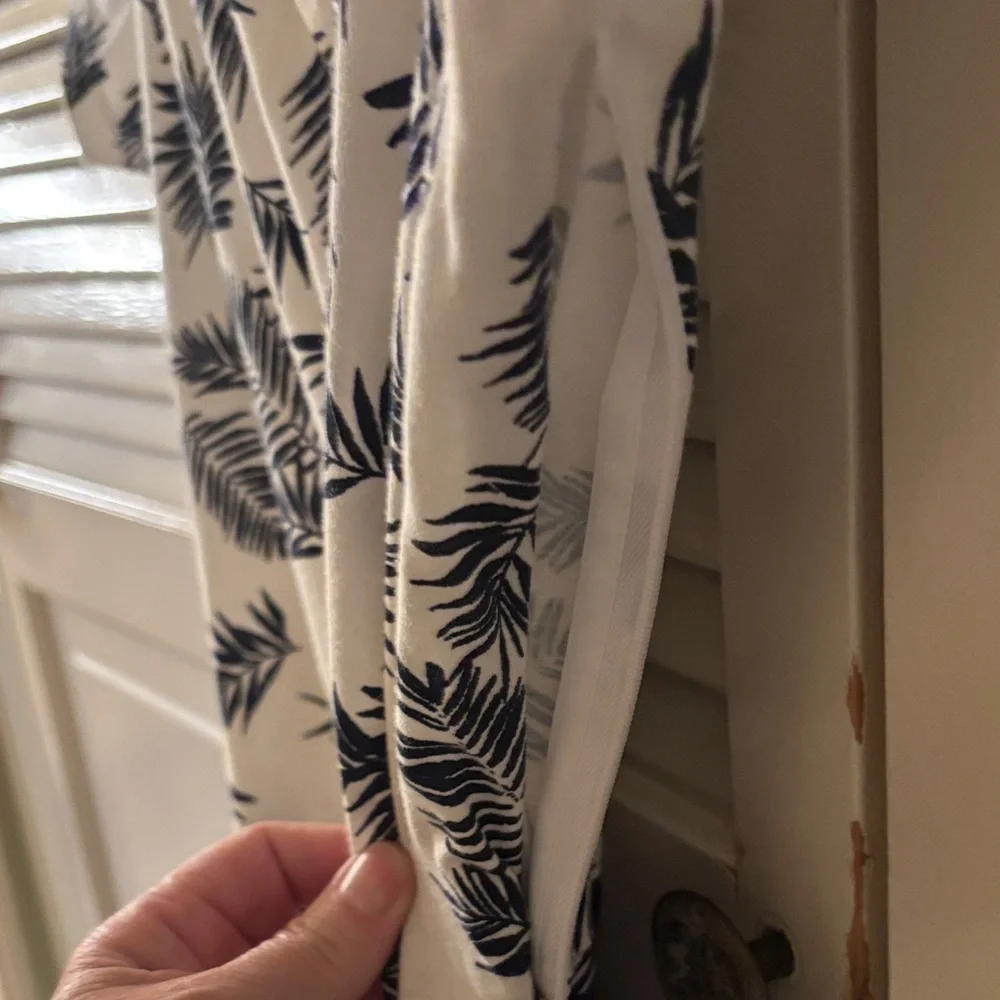Maison Jules Navy and White Leaf Maxi Dress